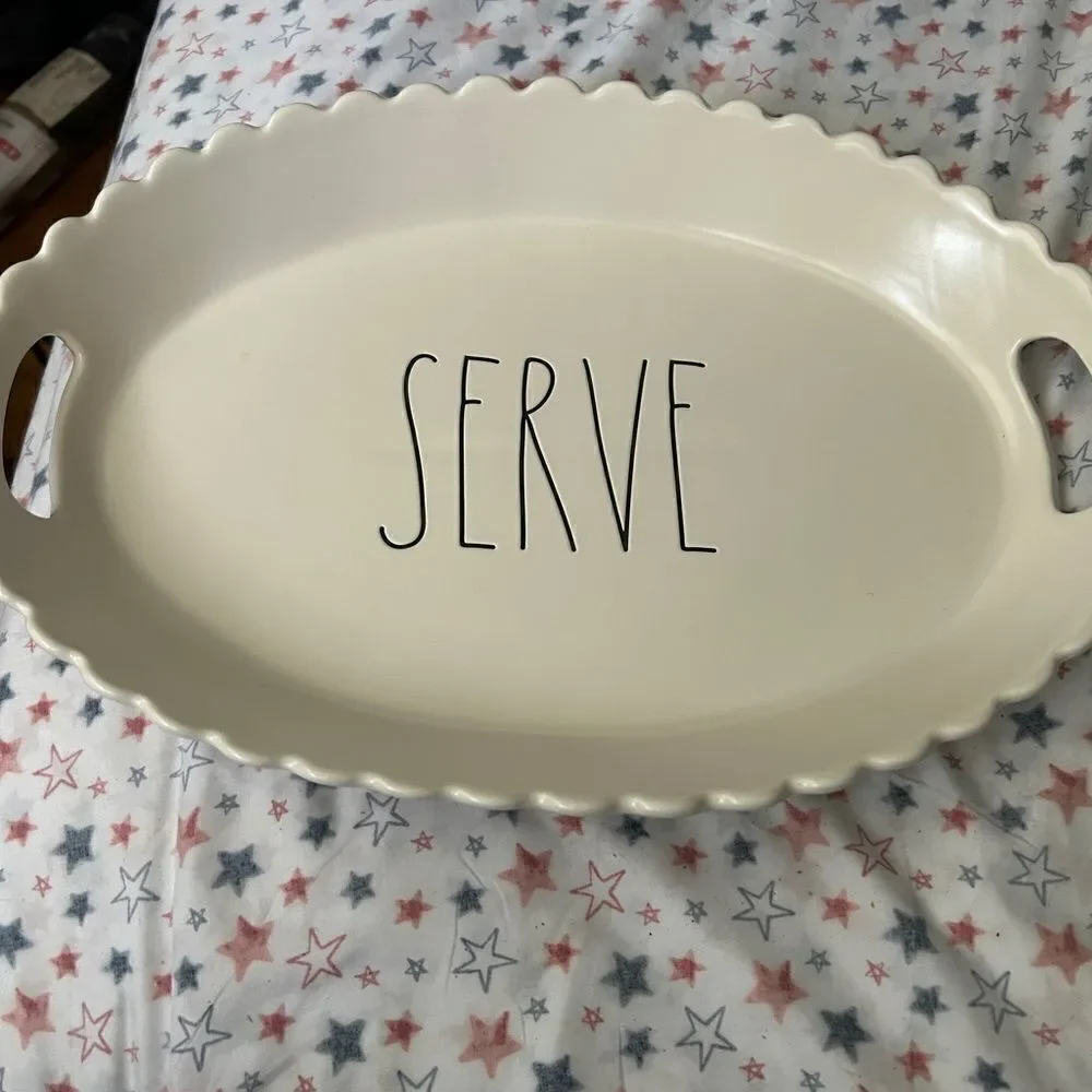 Rae Dunn Serve Large Platter with handle cut outs